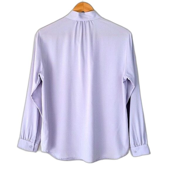 UNIQLO Purple Bow Tie Long Sleeve Button Down Shirt size XS Professional Dressy - Picture 8 of 14